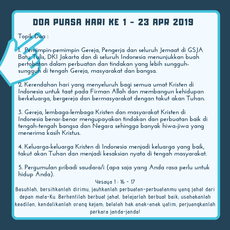 Doa Puasa 40 Hari Hari 1 Gsja Batu Tulis