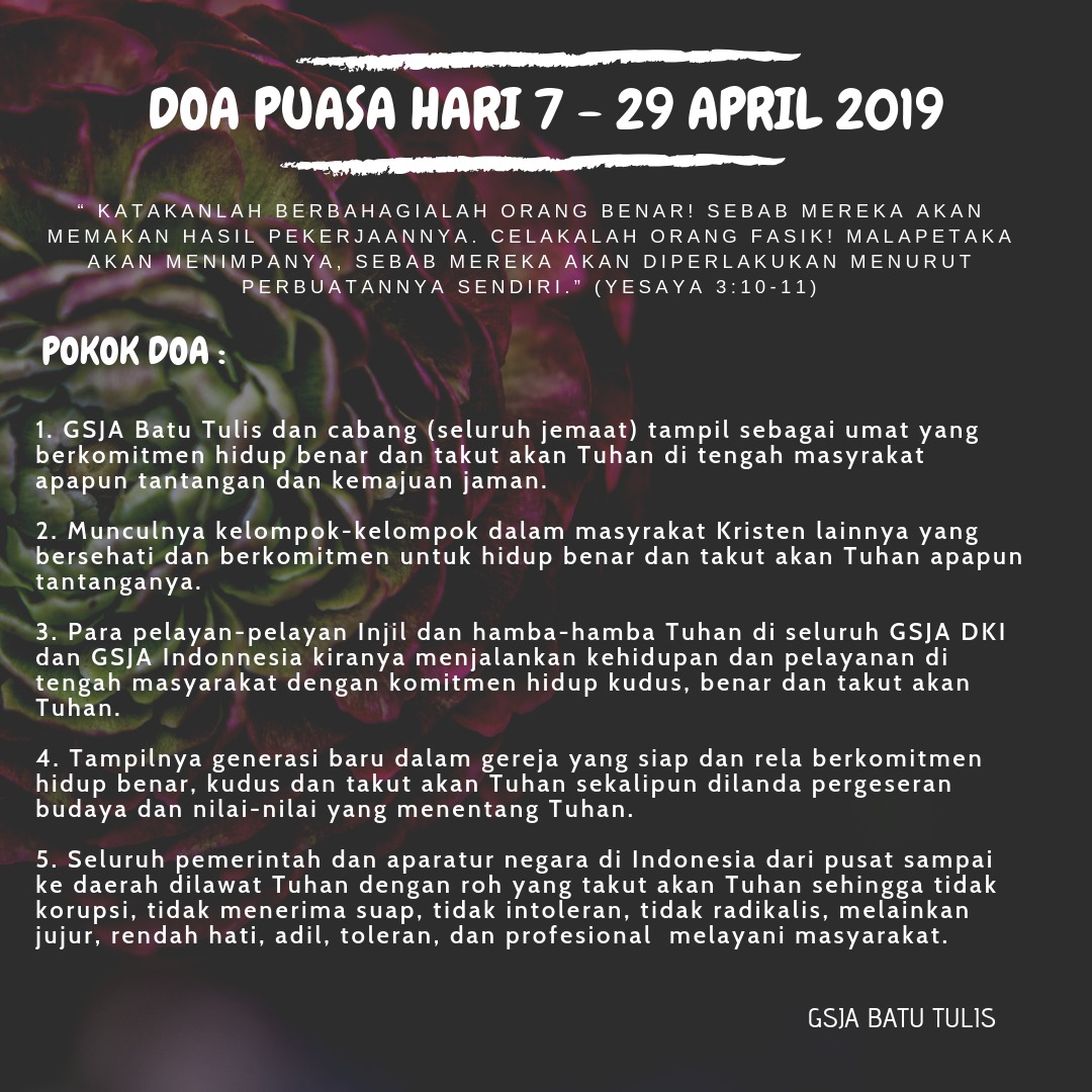 Doa Puasa 40 Hari Hari Ke 7 Gsja Batu Tulis