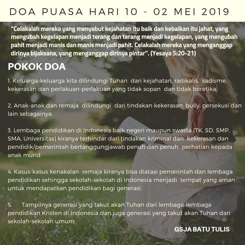 Doa Puasa 40 Hari Hari Ke 10 Gsja Batu Tulis